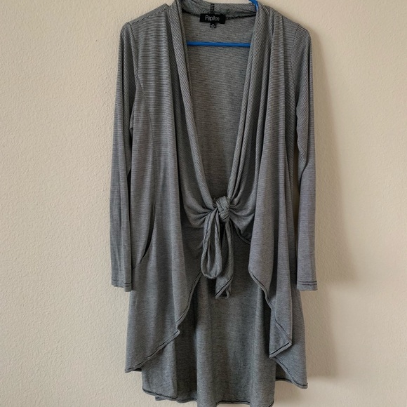 SALE! Papillon Tie-Front Striped Cardi - Picture 1 of 8